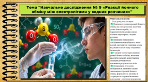 Навчальне дослідження № 9 «Реакції йонного обміну між електролітами у водних розчинах». 9 клас (НУШ). Біологія. За підручником і програмою Григорович О.