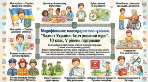 Модифіковане календарне планування. "Захист України. Інтегрований курс". 10 клас, V рівень підтримки