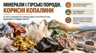 Мінерали і гірські породи. Корисні копалини. 6 клас НУШ, за підручником Запотоцького.