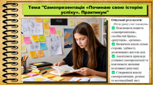 Самопрезентація «Починаю свою історію успіху». Практикум. Здоров’я, безпека та добробут. 9 клас НУШ (2026). До підручника Шиян О. та ін.