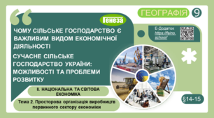  9 кл. НУШ. Сільське господарство України і світу (п. 14-15)