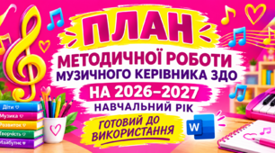 🎶 ПЛАН МЕТОДИЧНОЇ РОБОТИ МУЗИЧНОГО КЕРІВНИКА ЗДО НА 2026–2027 НАВЧАЛЬНИЙ РІК