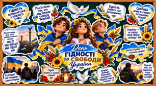 🇺🇦💙💛 ОФОРМЛЕННЯ ДОШКИ ДО ДНЯ ГІДНОСТІ ТА СВОБОДИ УКРАЇНИ 💛💙🇺🇦