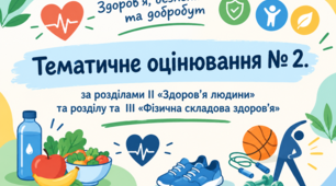 Тематичне оцінювання з розділу ІІ «Здоров’я людини» та розділу та ІІІ «Фізична складова здоров’я»