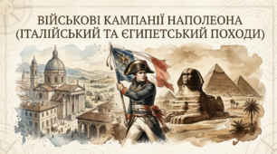 Презентація на тему: "Військові кампанії Наполеона (Італійський та Єгипетський походи)" + конспект за презентацією + тести