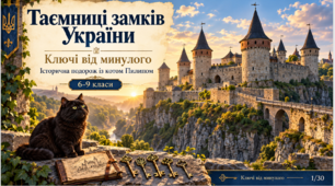 🏰 Таємниці замків України: ключі від минулого. Презентація на 30 слайдів + 3 аркуші А4 . 6–9 класи