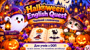Halloween English Quest «Чарівний словничок» — інтерактивна гра з англійської мови для учнів з ООП та всіх охочих (початковий рівень)