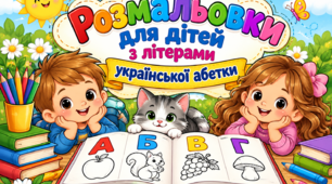 Розмальовки для дітей з літерами української абетки від А до Я (33 аркуші)