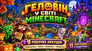 🎃 Геловін у світі Minecraft | 9 яскравих робочих аркушів | Математика, логіка, уважність, творчість