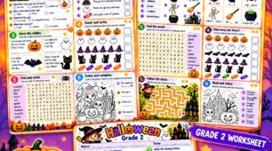 Halloween Worksheets | Геловін | Англійська мова | 2–4 класи | 3 аркуша та 18 завдань