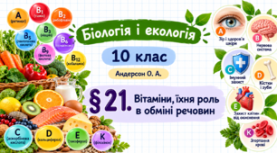 Вітаміни, їхня роль в обміні речовин. Презентація, інфографіка, робочий аркуш (Автор: Андерсон О. А.)