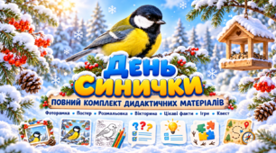День синички: повний комплект яскравих дидактичних матеріалів для 1–4 класів НУШ