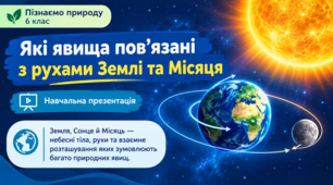 Презентація. " Які явища пов’язані з рухами Землі та Місяця". "Пізнаємо природу " 6 клас за підручником авт. Біда Д. Д., Гільберг Т. Г., Колісник Я.