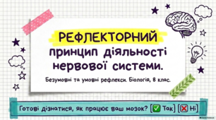 Особливості нервової регуляції. Рефлекторний принцип діяльності нервової системи презентація з біології НУШ 8 клас