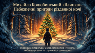 Презентація до уроку української літератури (6 клас): "М. Коцюбинський «Ялинка». Небезпечні пригоди головного героя різдвяної ночі."