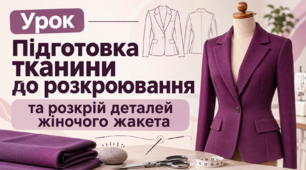 Підготовка тканини до розкроювання та розкрій деталей жіночого жакета