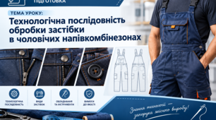 М.4. Технологічна послідовність обробки застібки в чоловічих напівкомбінезонах 