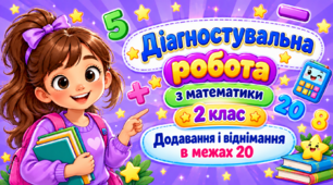2 клас Математика ⭐⭐⭐ Діагностувальна робота №2 "Додавання і віднімання чисел в межах 20"