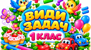 Види задач. 1 клас | Наочні схеми та зразки розв’язування