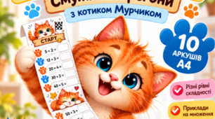 Повторення таблиці множення. Смужки-перегони з котиком Мурчиком