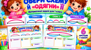 «Обери схему й «одягни» її» — математичні схеми та робочі аркуші для 1 класу