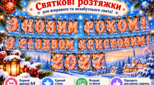Розтяжка-напис "З Новим роком! З Різдвом Христовим! 2027"