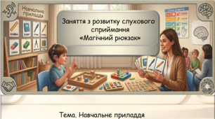 КОНСПЕКТ ЗАНЯТТЯ з розвитку слухового сприймання «МАГІЧНИЙ РЮКЗАК» . Лексична тема «Навчальне приладдя»