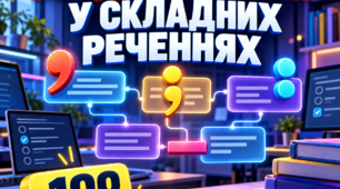 НМТ - тренажер з української мови з теми "Розділові знаки у складних реченнях"(працює без інтернету)