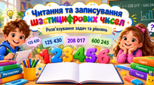 Урок 40 Читання та записування шестицифрових чисел. Розв’язування задач та рівнянь.