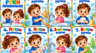 Декор для кімнати гігієни «Миємо руки правильно»
