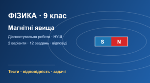 Діагностувальна робота з фізики. 9 клас. Магнітні явища