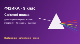 Діагностувальна робота з фізики. 9 клас. Світлові явища