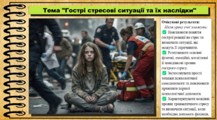 Гострі стресові ситуації та їх наслідки. Здоров'я, безпека та добробут. 9 клас. НУШ. До підручника Задорожна Л.